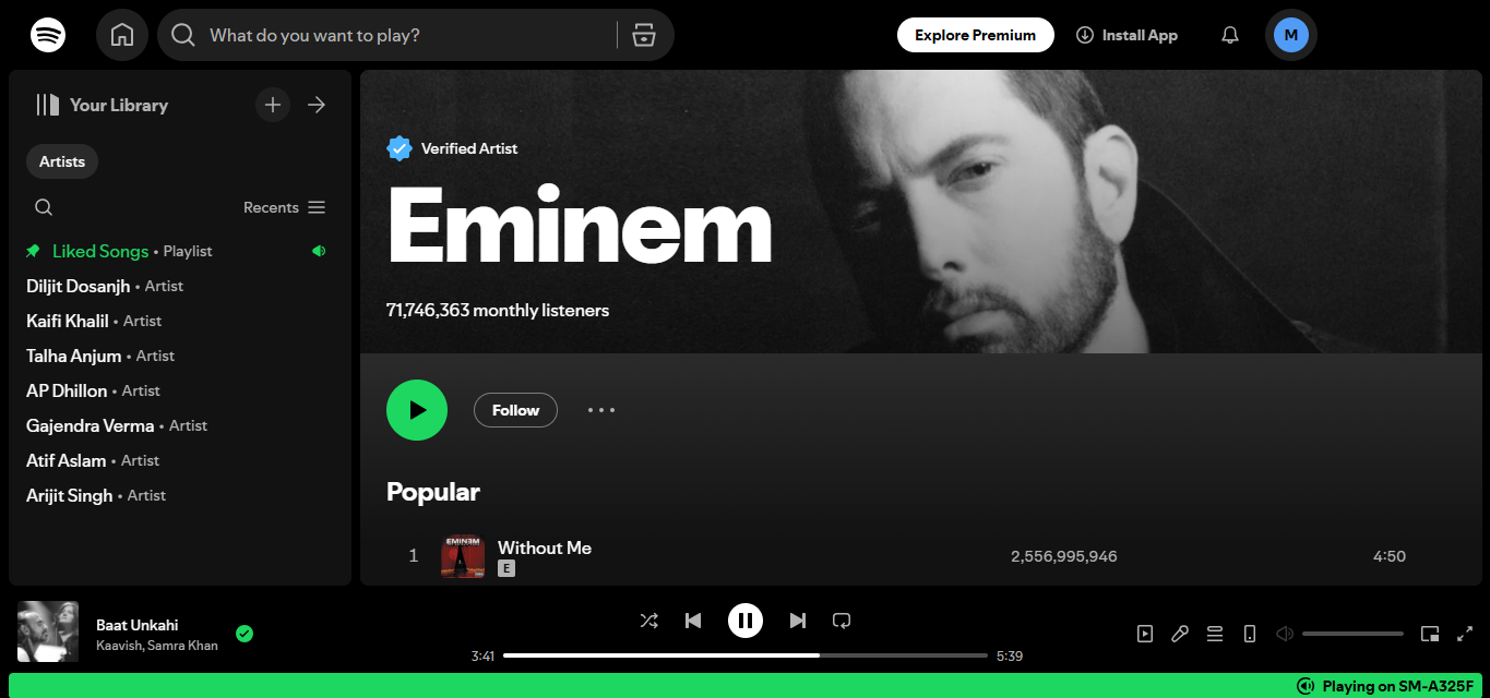 Eminem - artis yang paling banyak distrim di Spotify