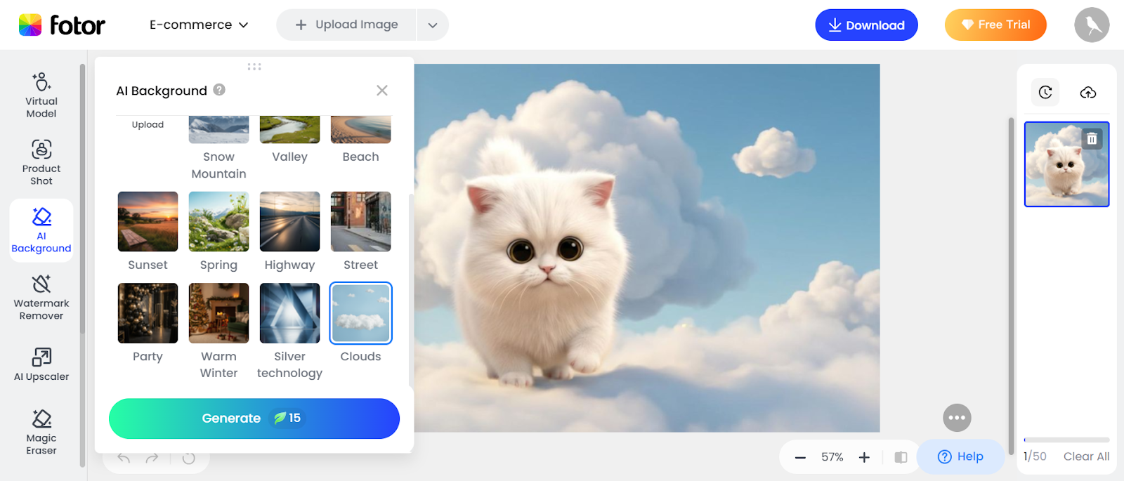 Fotor interface — Best AI background generator