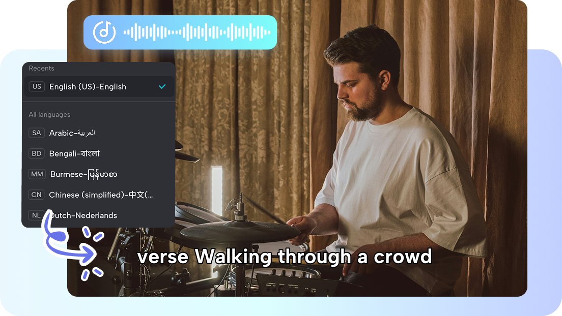 Multilingual and real-time lyric adjustment