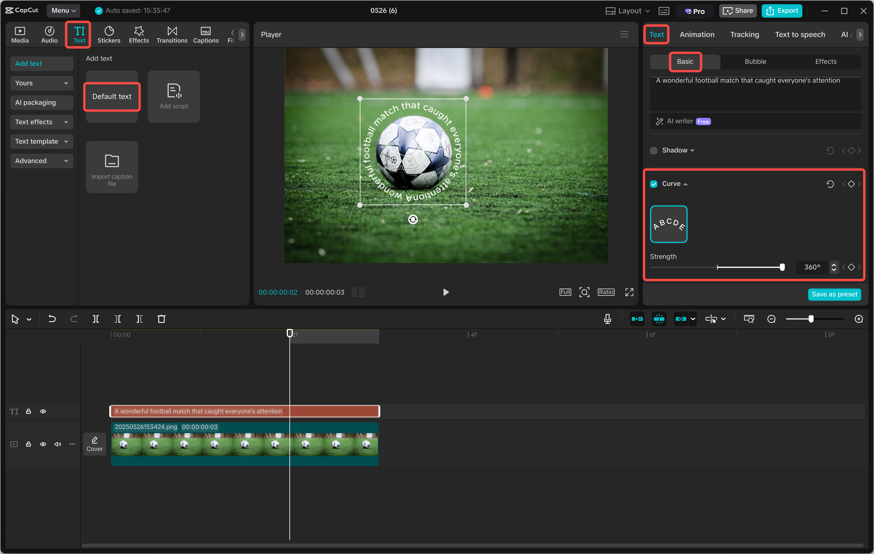 Wrapping text around visuals in the video using the CapCut desktop video editor