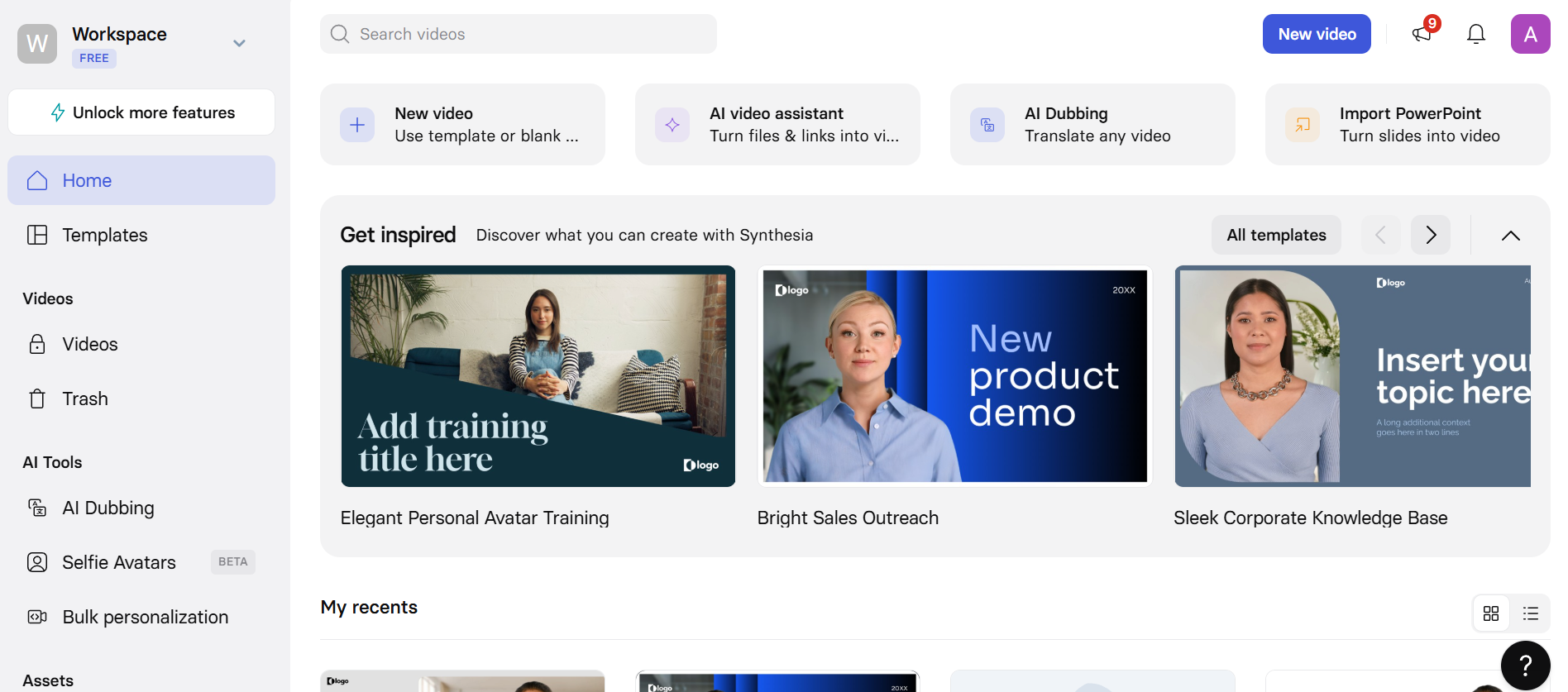 Synthesia's interface