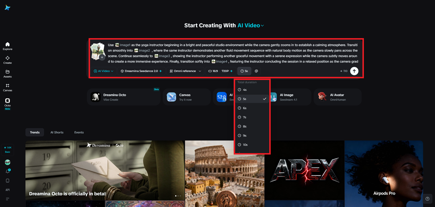 Escreva seu prompt e aplique configurações