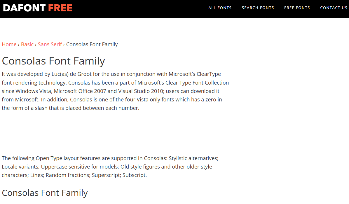 DaFont Free Consolas font
