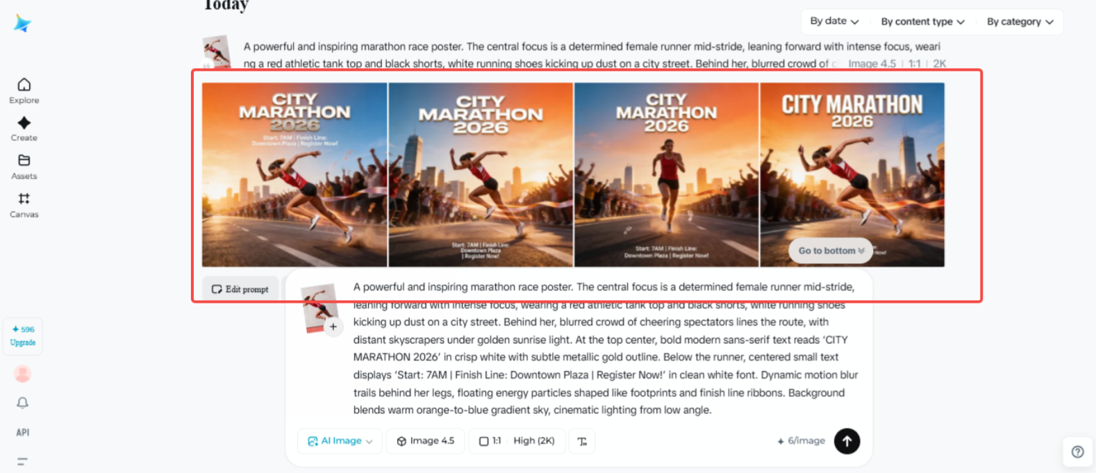 Choosing the marathon race poster in Dreamina