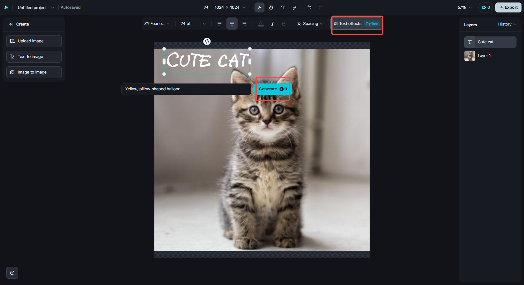 画像にAIテキスト効果を適用する