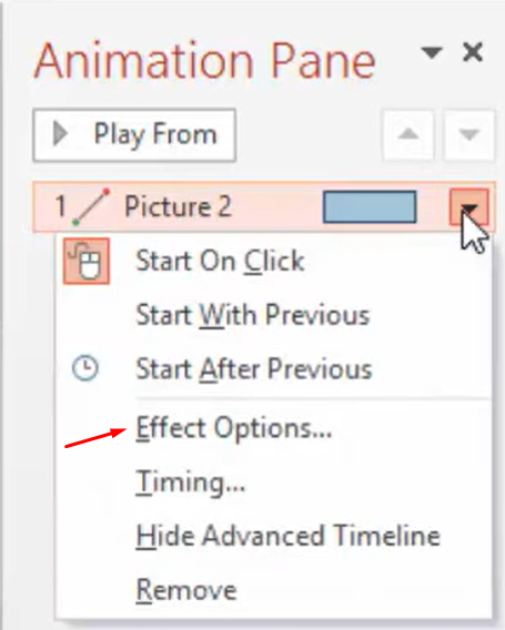 Choosing a sound effect for the typewriter effect in PowerPoint