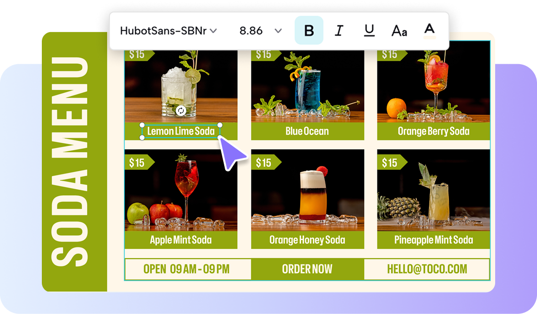 Design tailored menus