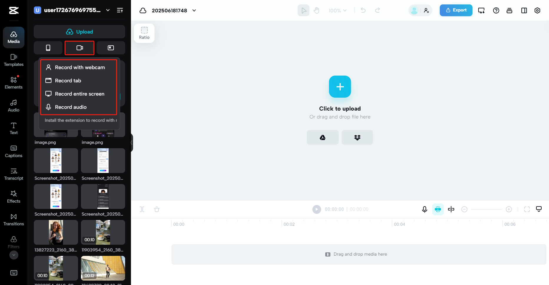 Launch screen recorder