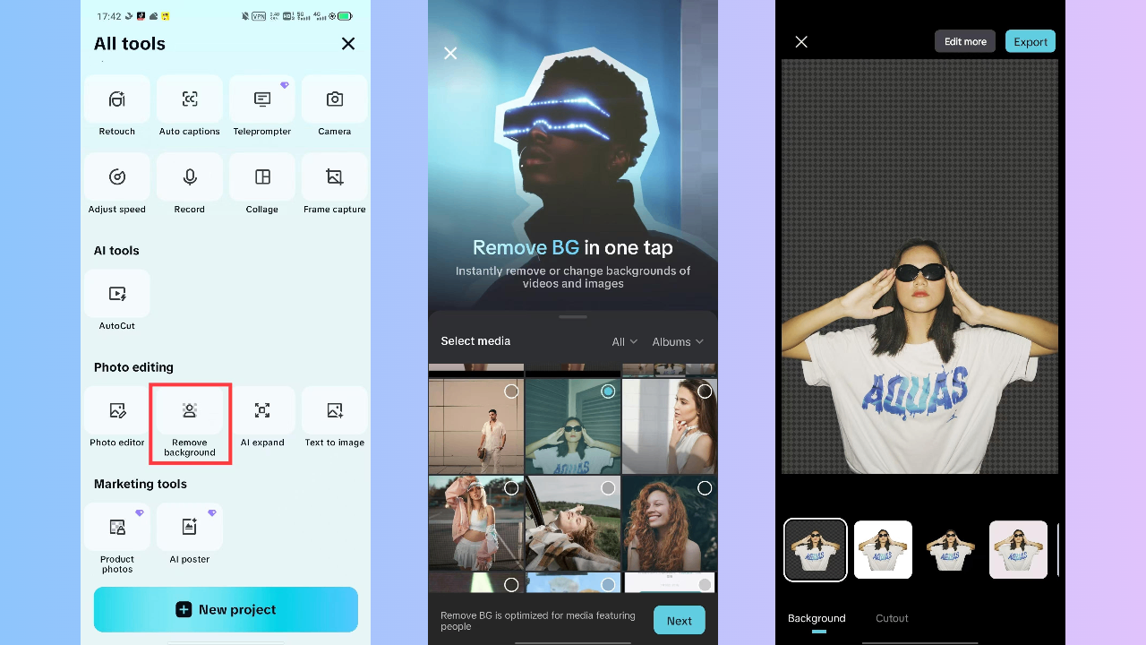 Access "Remove background" and upload