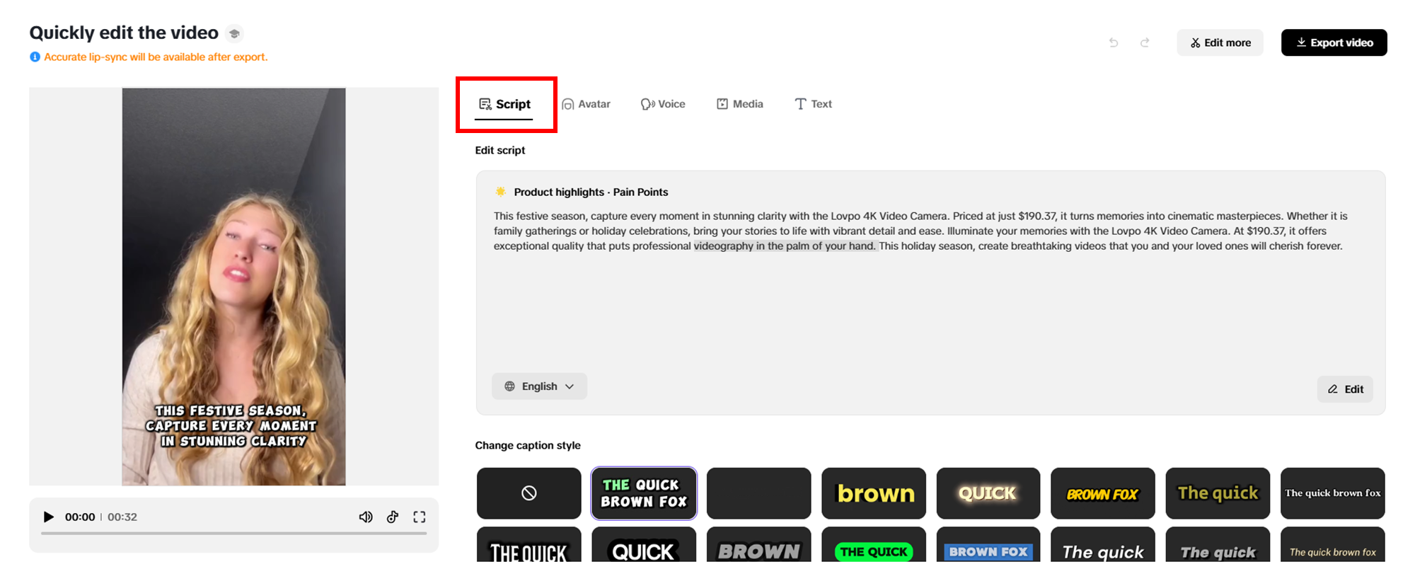 Generate tailor-made AI videos from scripts