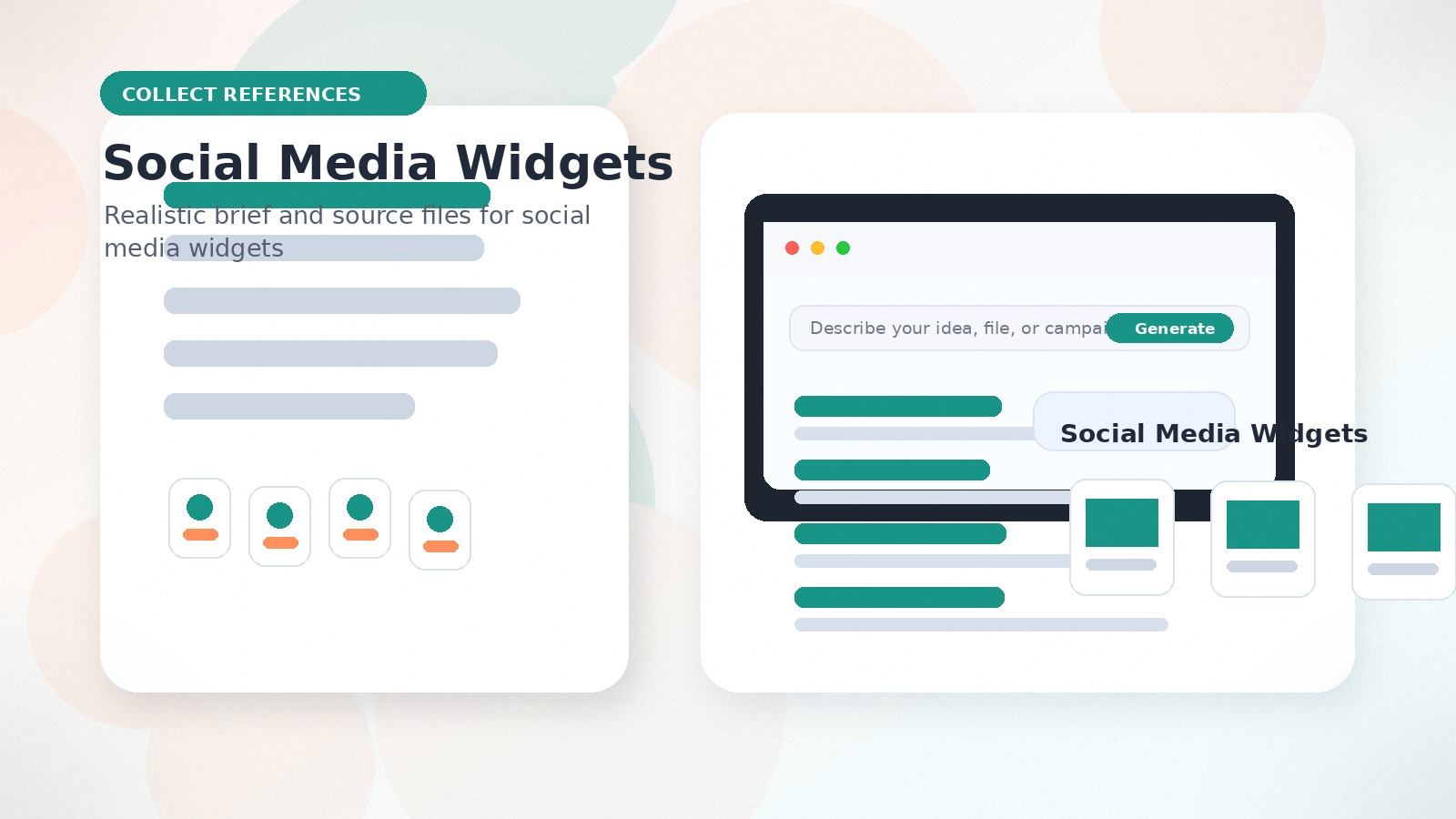 Social Media Widgets realistic collect references visual for social media widgets