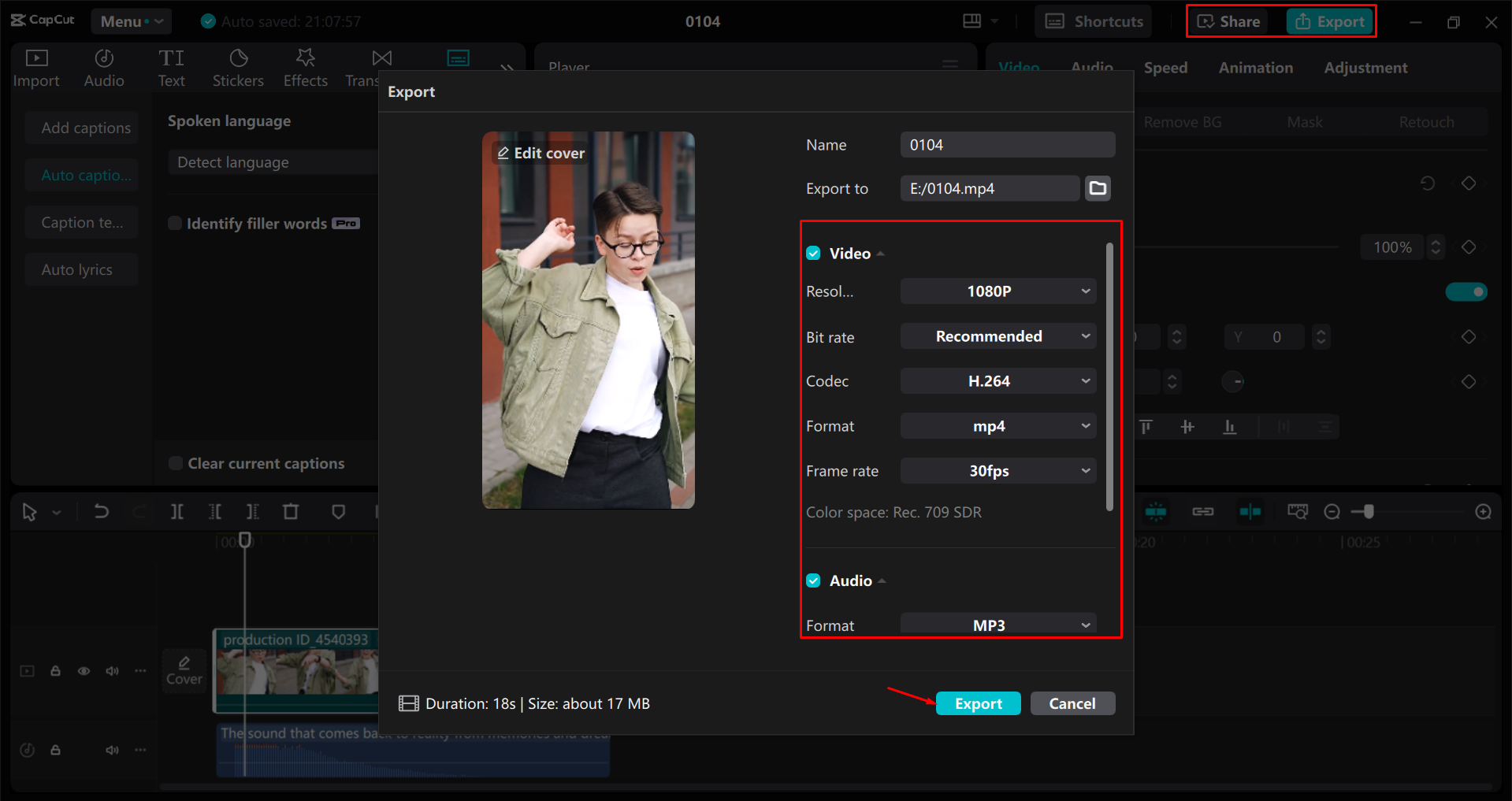 Teks ALT: Mengeksport video daripada editor video desktop CapCut
