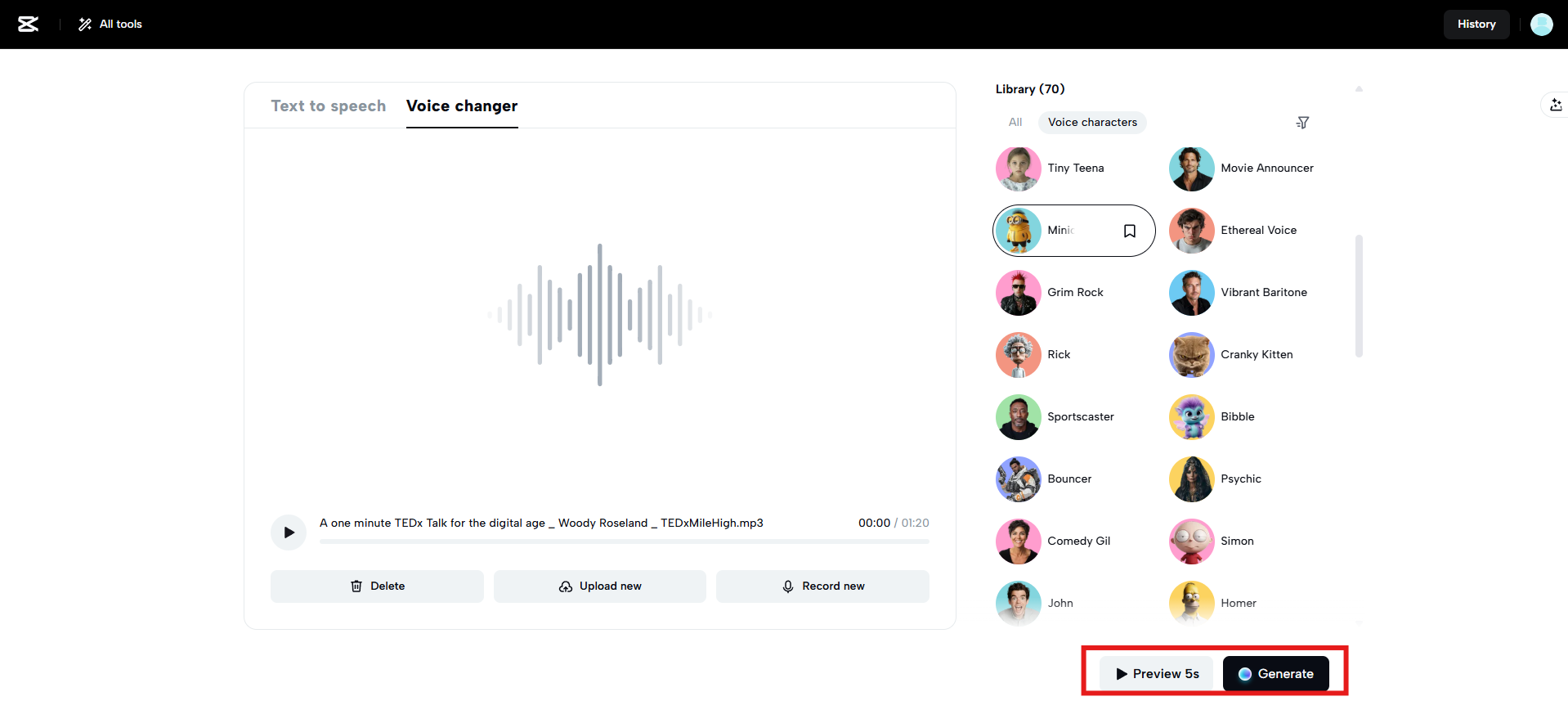 Preview and generate