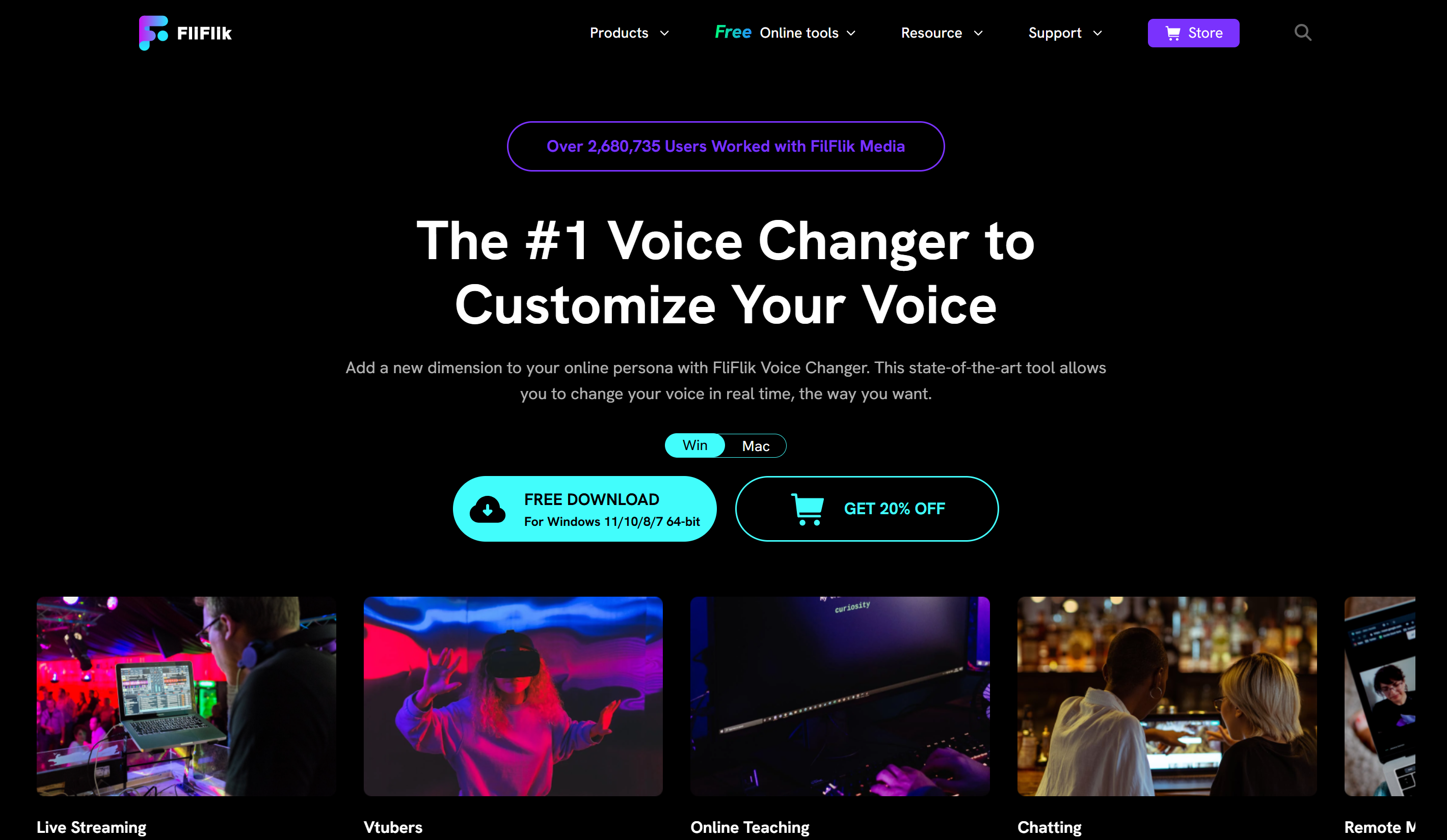 Interface of the FliFlik voice changer