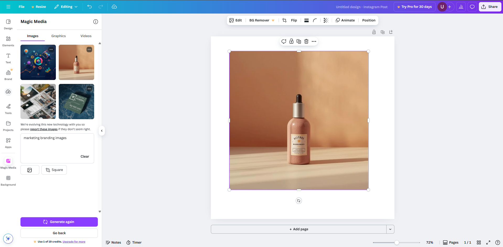 AI фото редактор маркетинг брендинг зображень Canva