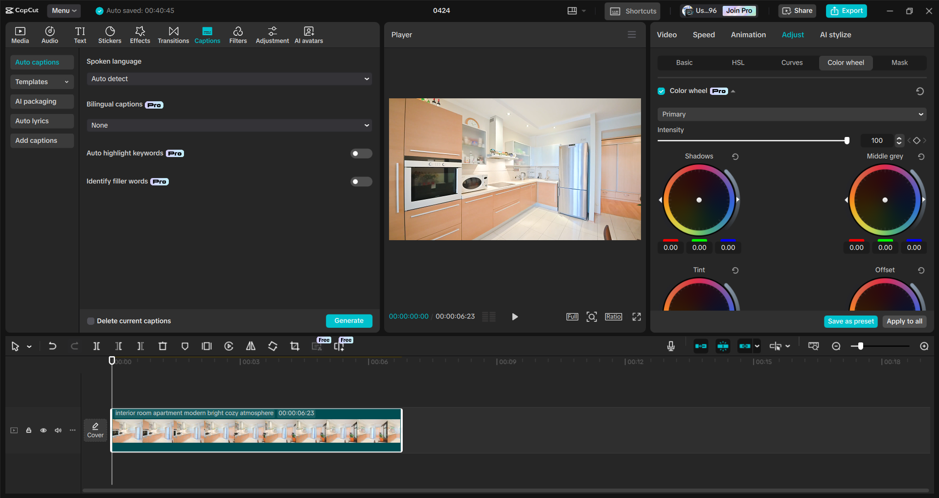 Antara muka CapCut editor video desktop - cara cepat untuk meningkatkan video untuk YouTube
