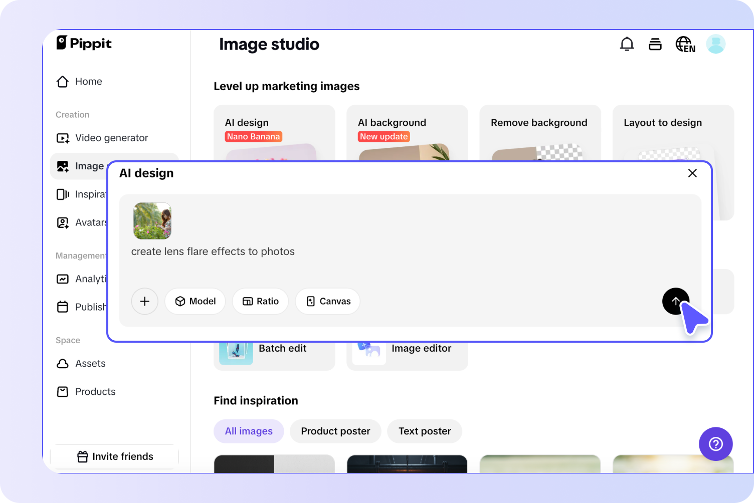 Generate your lens flare effect photo