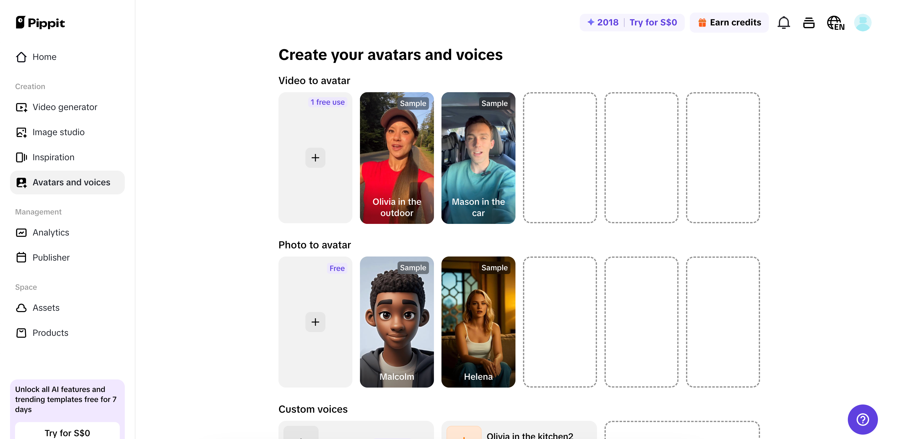 AI avatars and voices in Pippit