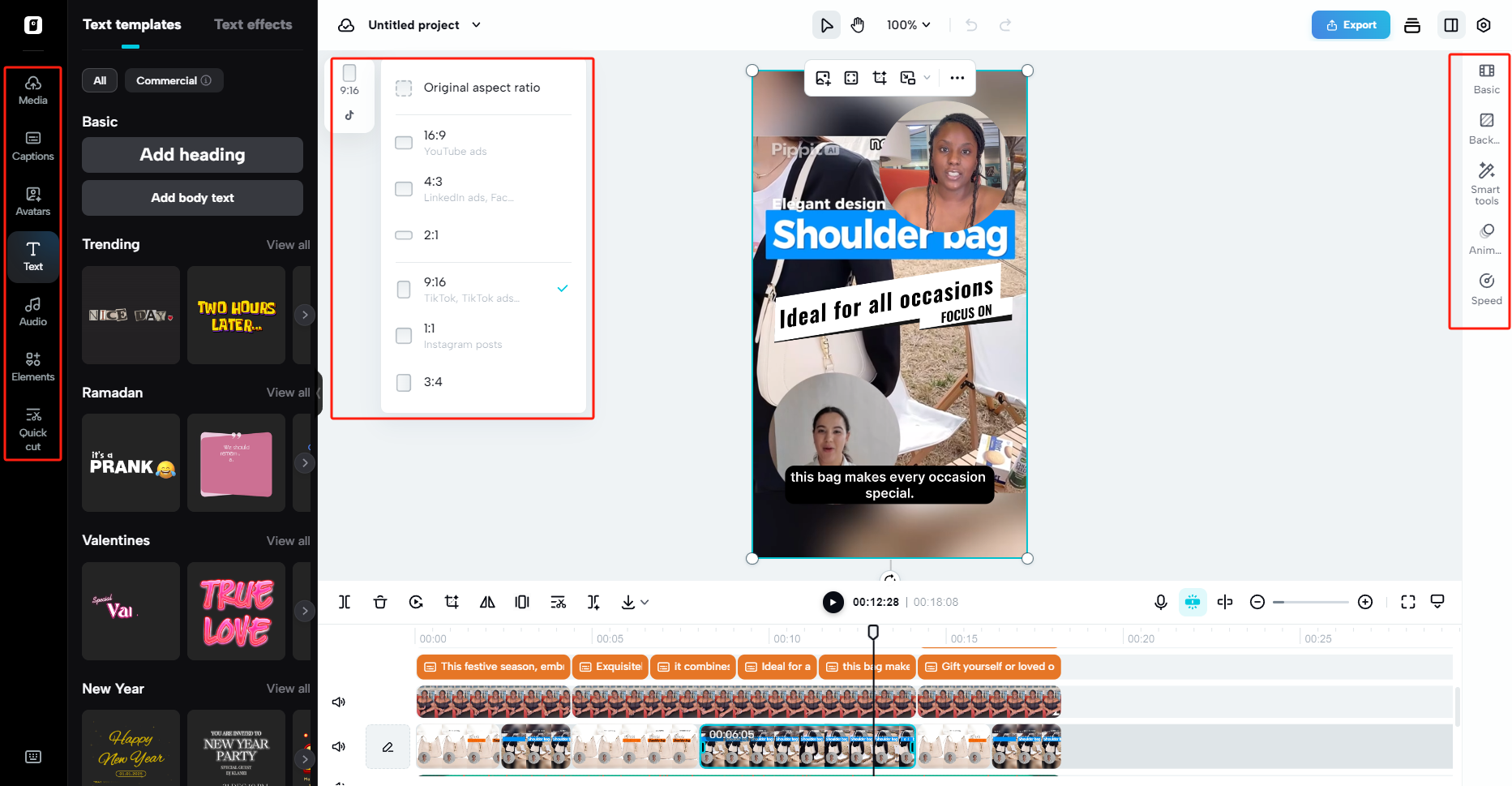 Multiple editing options and video optimization option