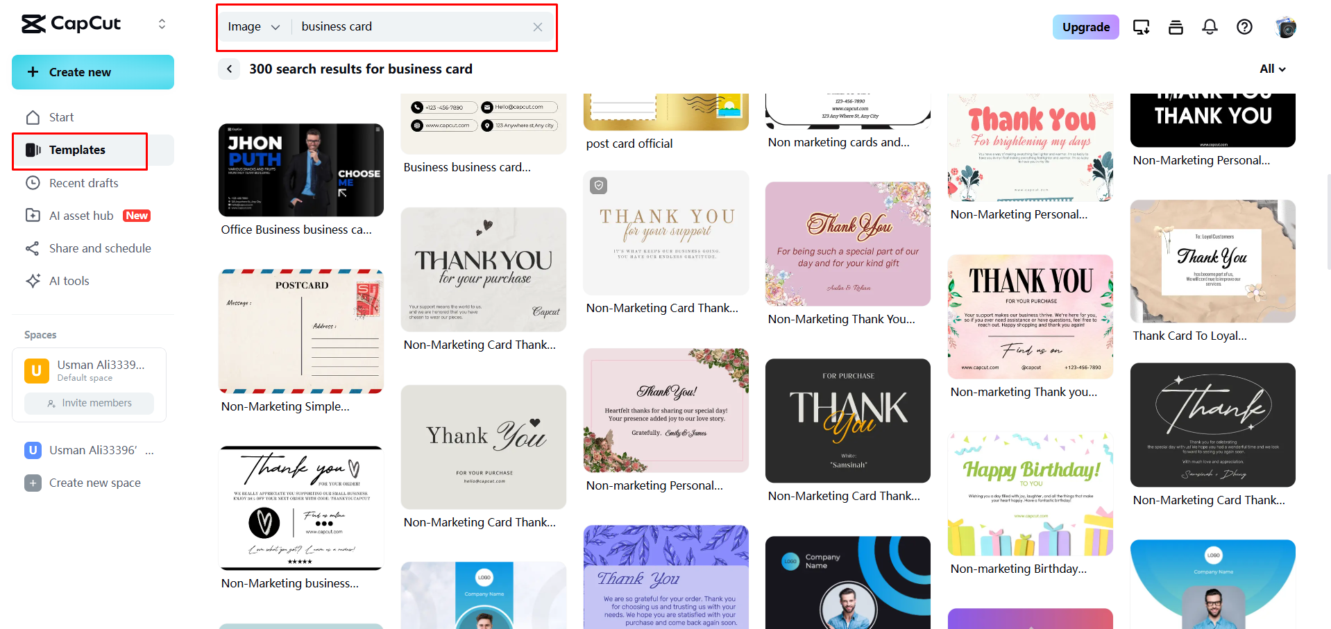 Een geschikt sjabloon kiezen in CapCut Web