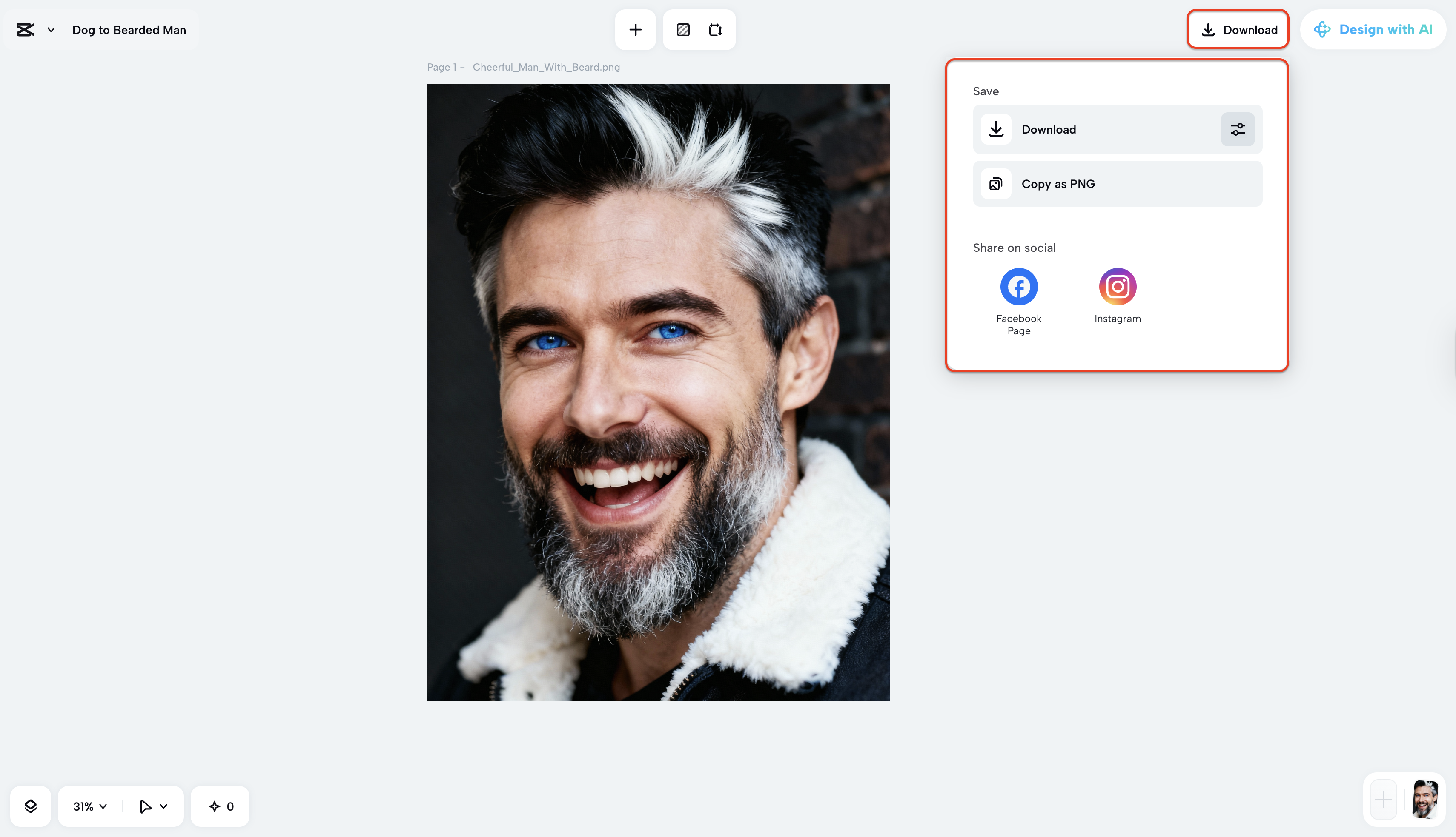 Download your new pet to human image