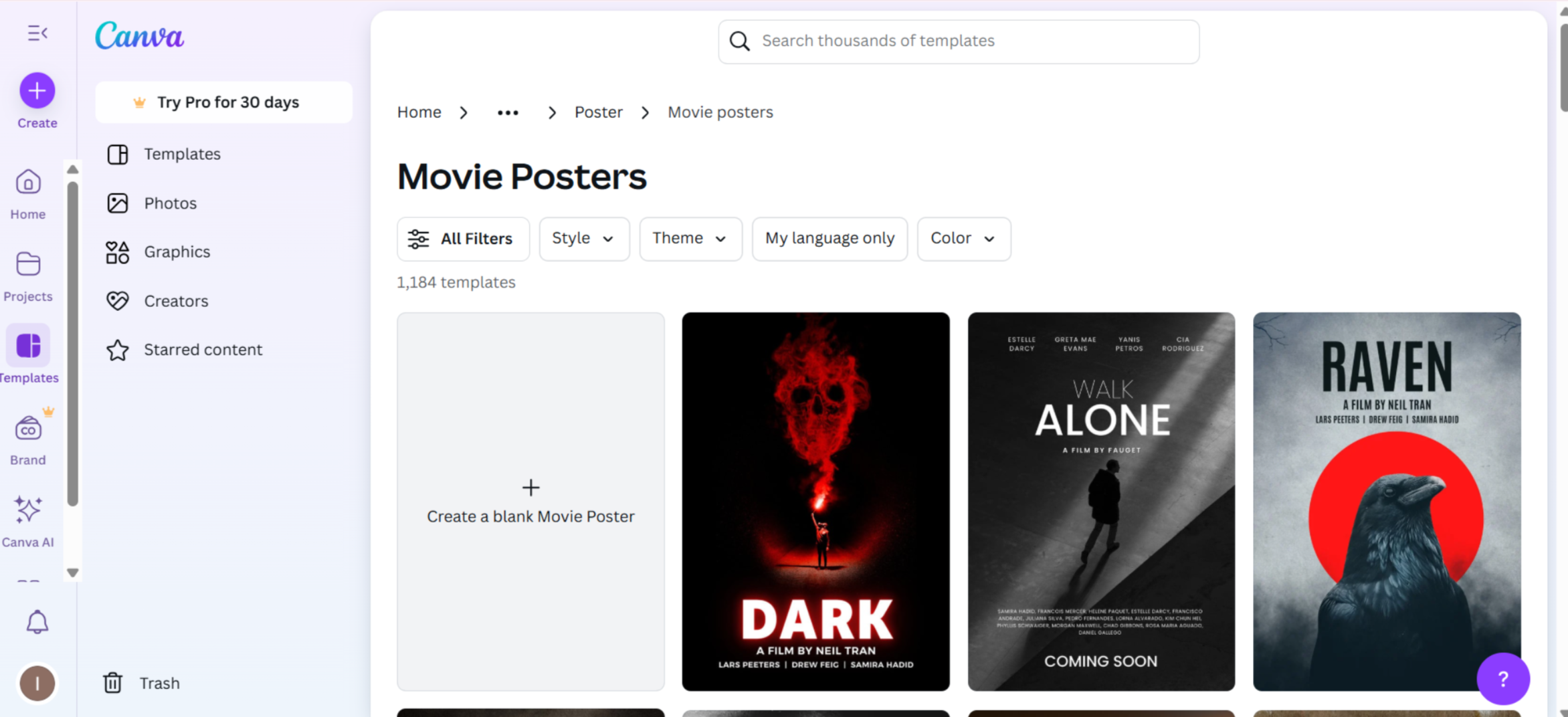 Canva - the reliable tool to get movie poster templates in PNG formate
