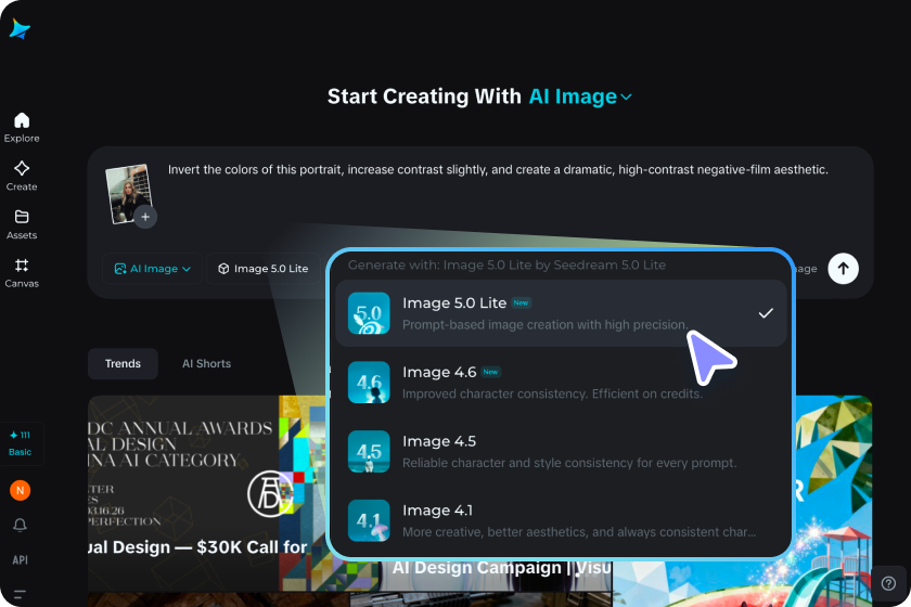 Select your model and generate