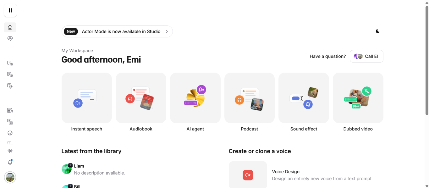 ElevenLabs's interface