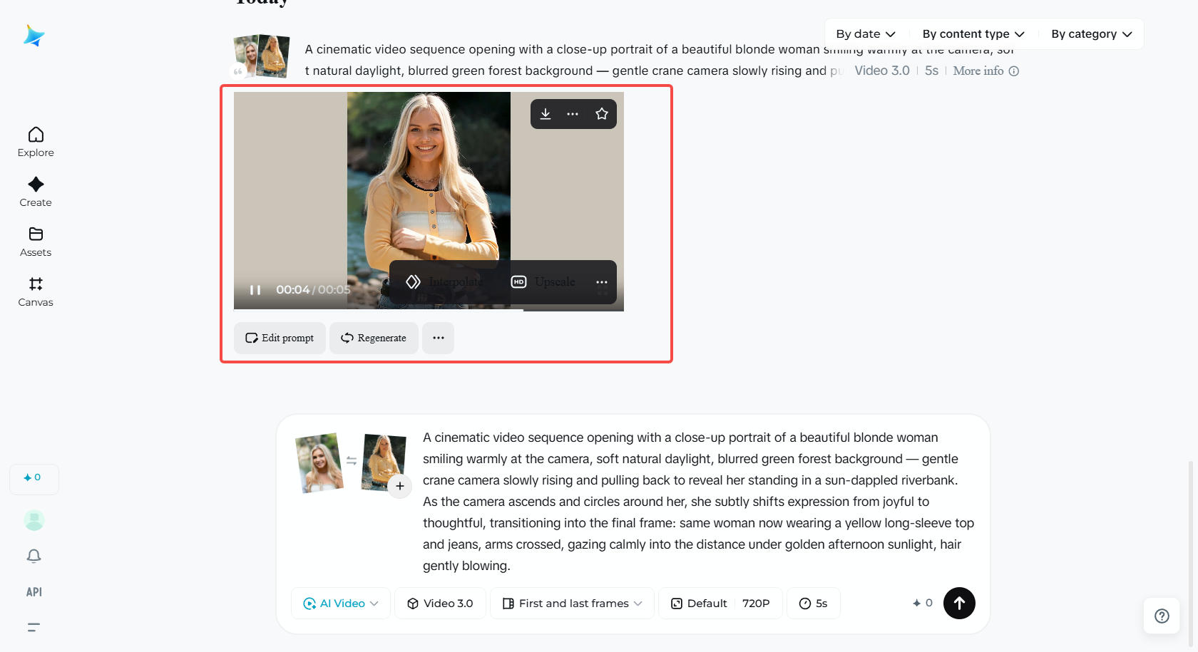 Editar ou regenerar o vídeo criado do movimento do tiro do guindaste