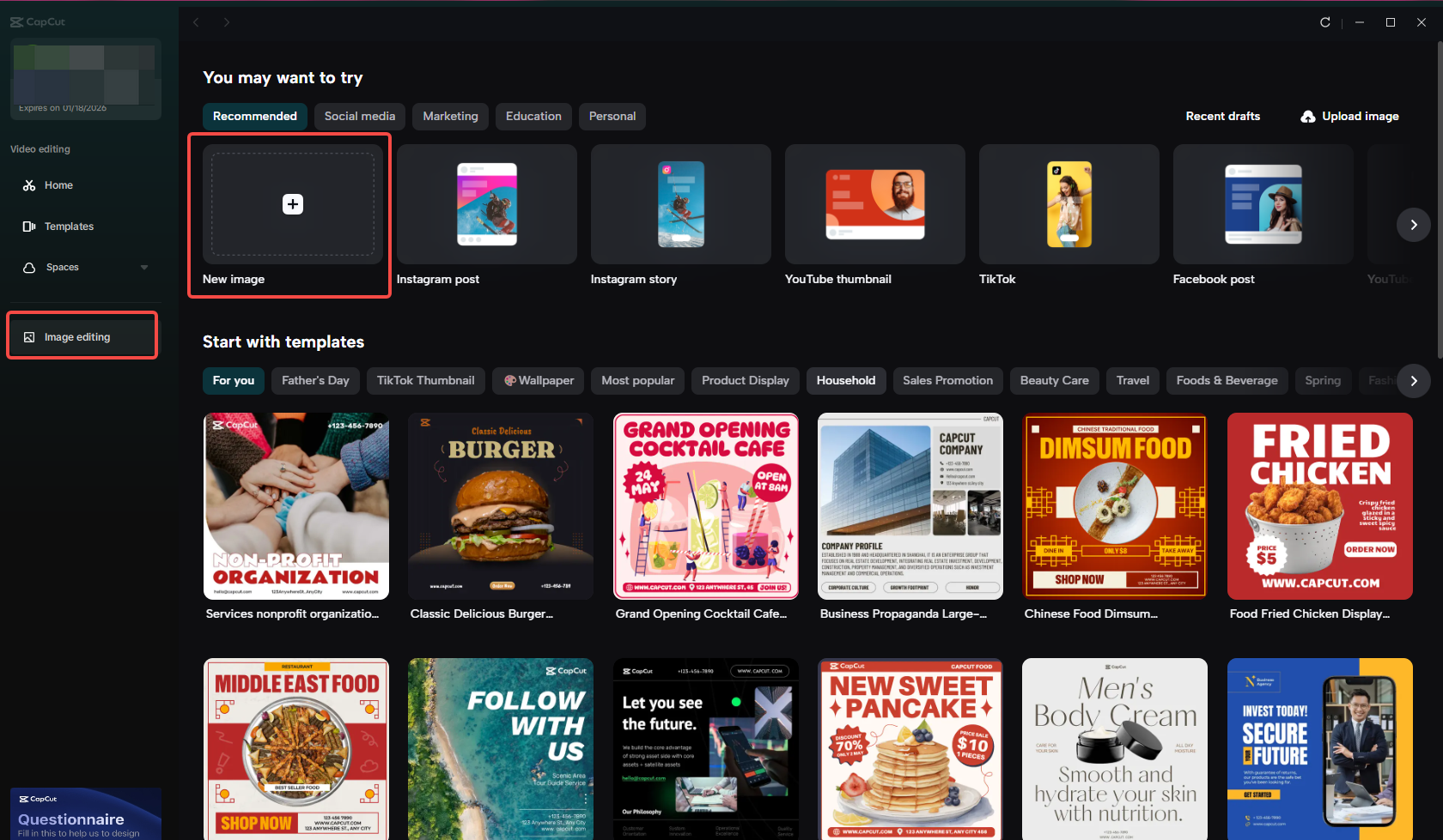 Image editing interface on CapCut