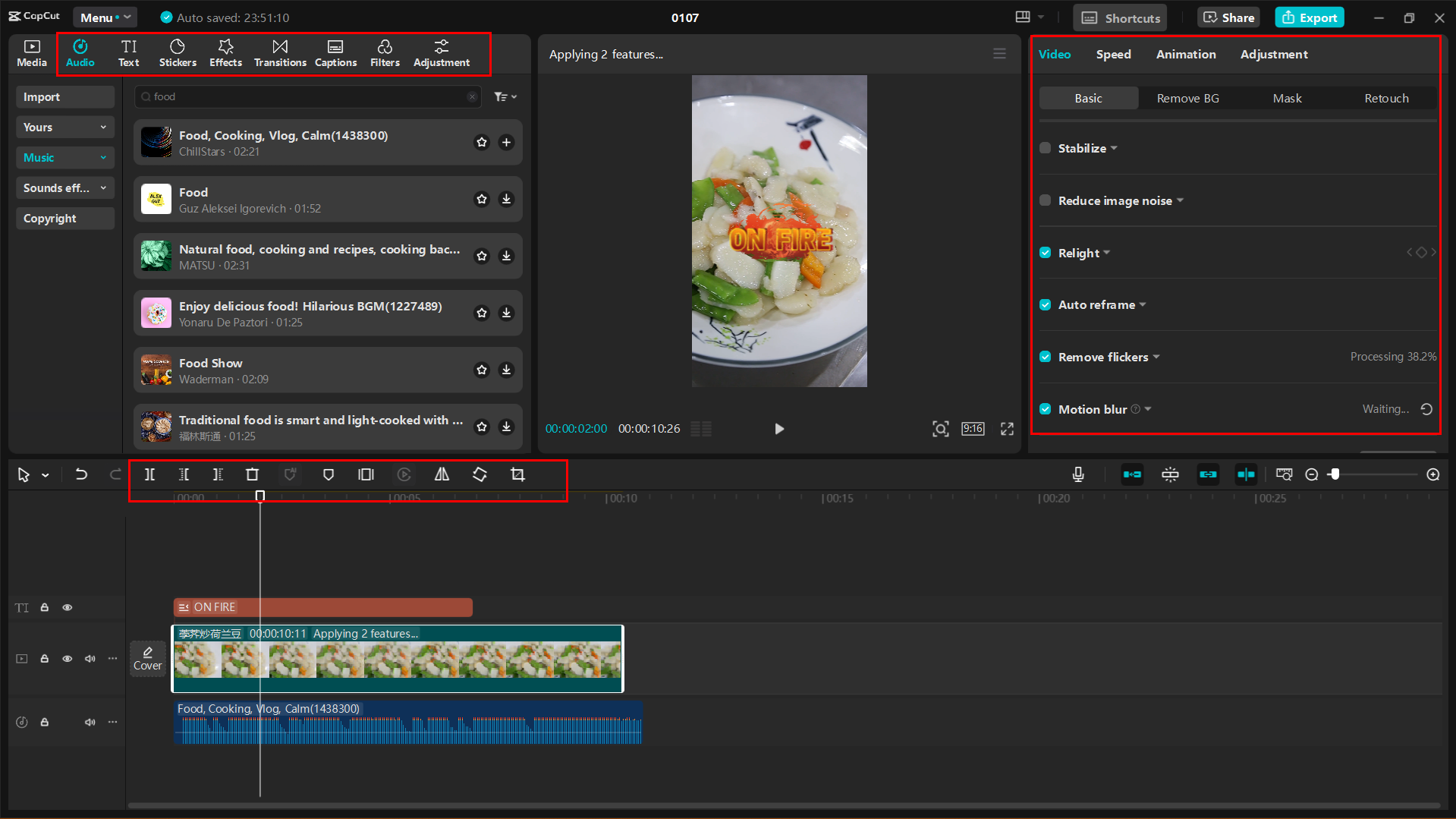 Interface of the CapCut desktop video editor editing the downloaded Kuaishou videos
