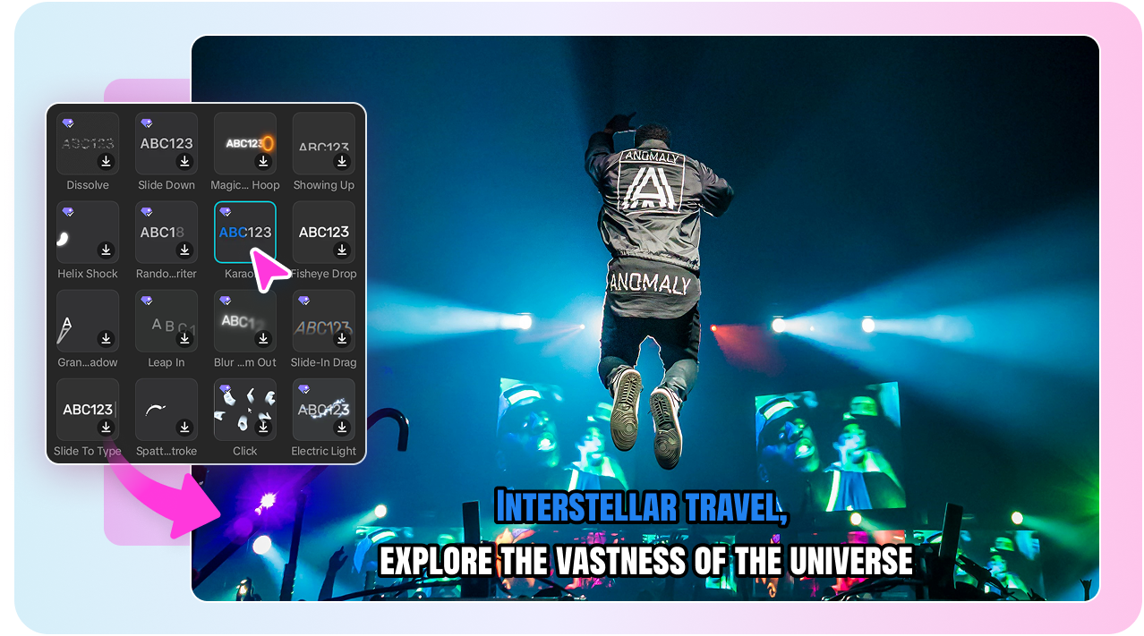 Personalize rap lyrics with customizable text styles and effects
