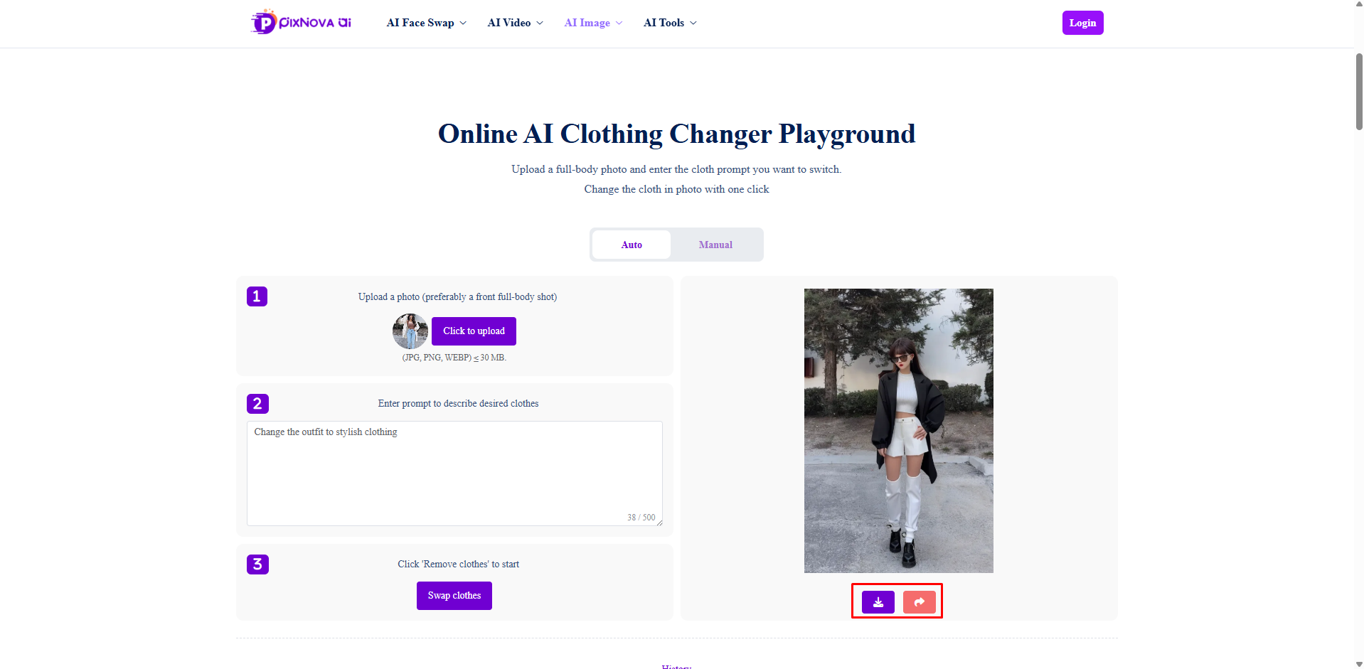 Reviewing the final results from PixNova AI clothes changer