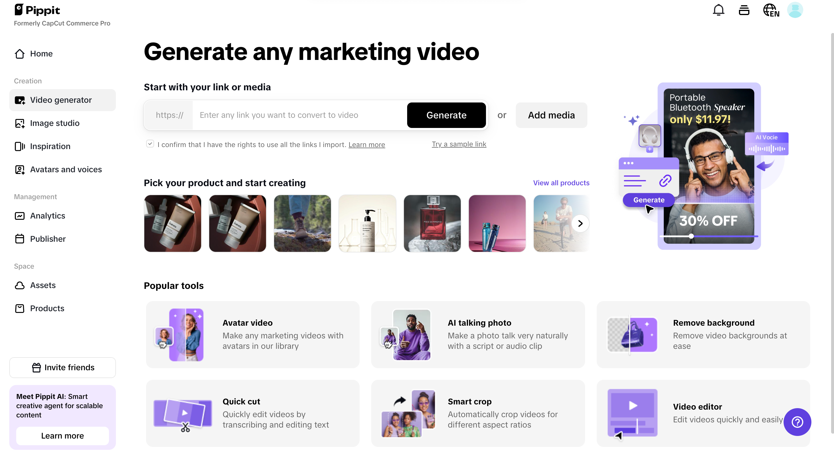 Start with product links or media