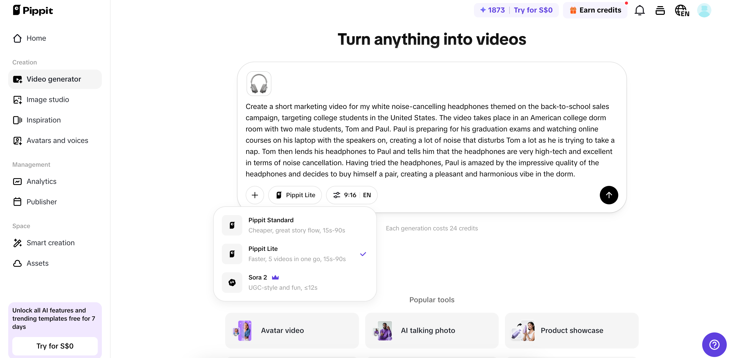 Hasilkan video dari teks prompt