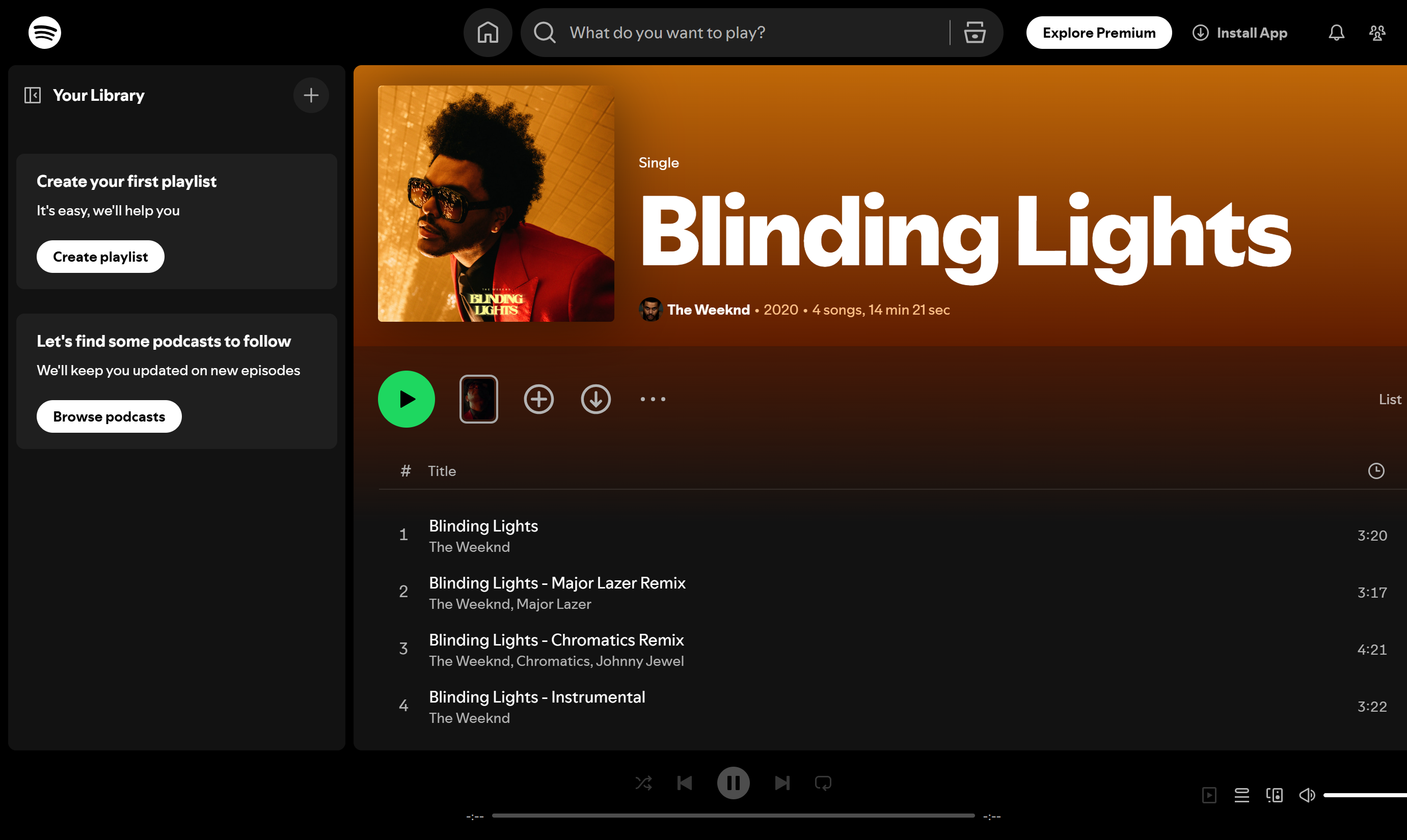 Spotify上播放的前100首歌曲：致盲燈
