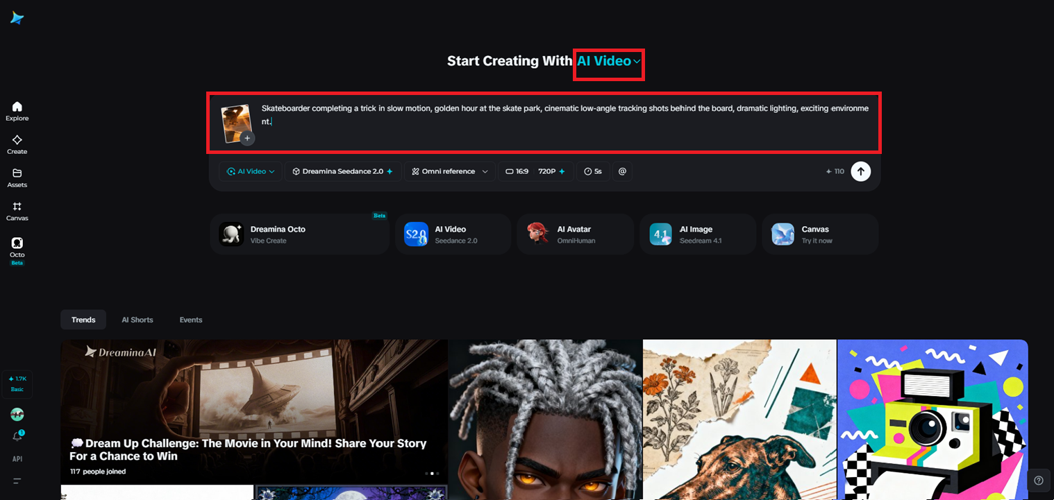 Enter your video prompt and add reference images