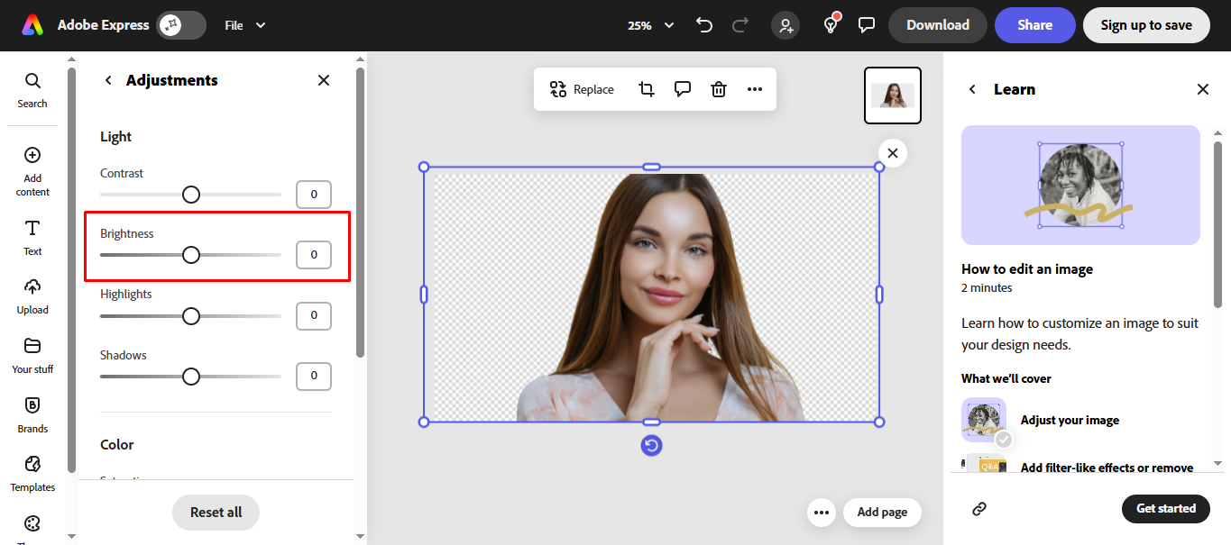 Adobe Express - the best tool to increase image brightness