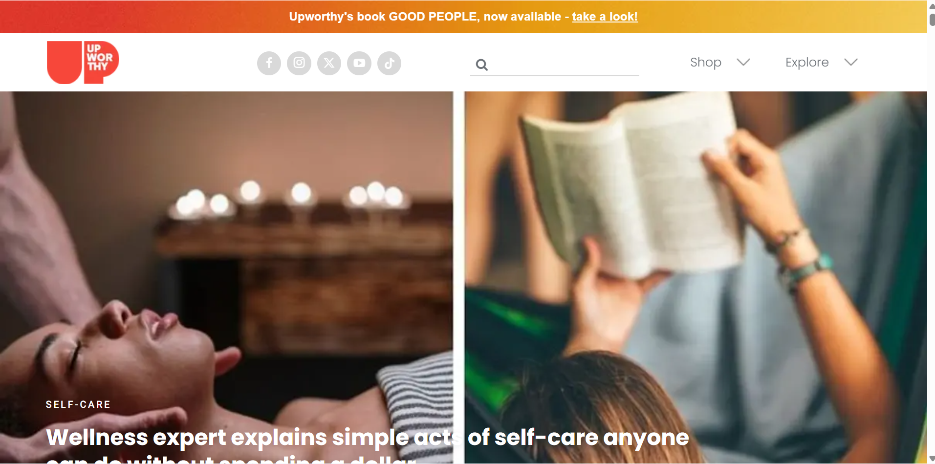 Interface of UpWorthy