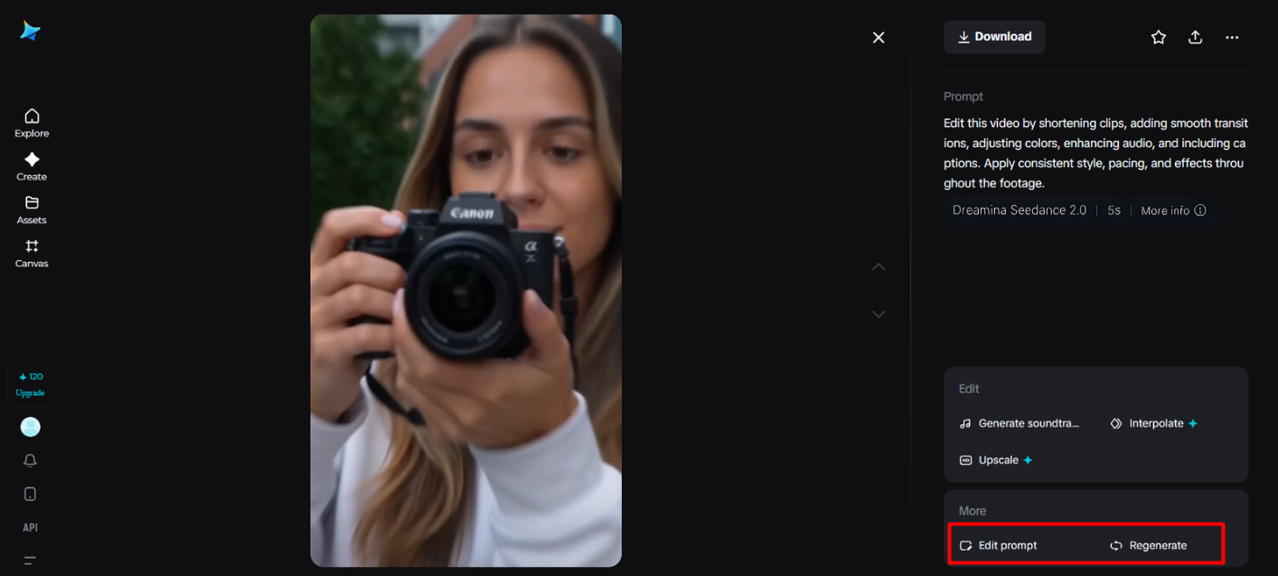 Edit or regenerate the video