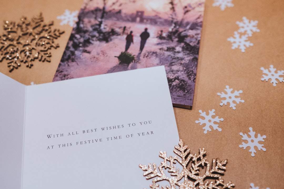 Family Christmas card with snowy frame