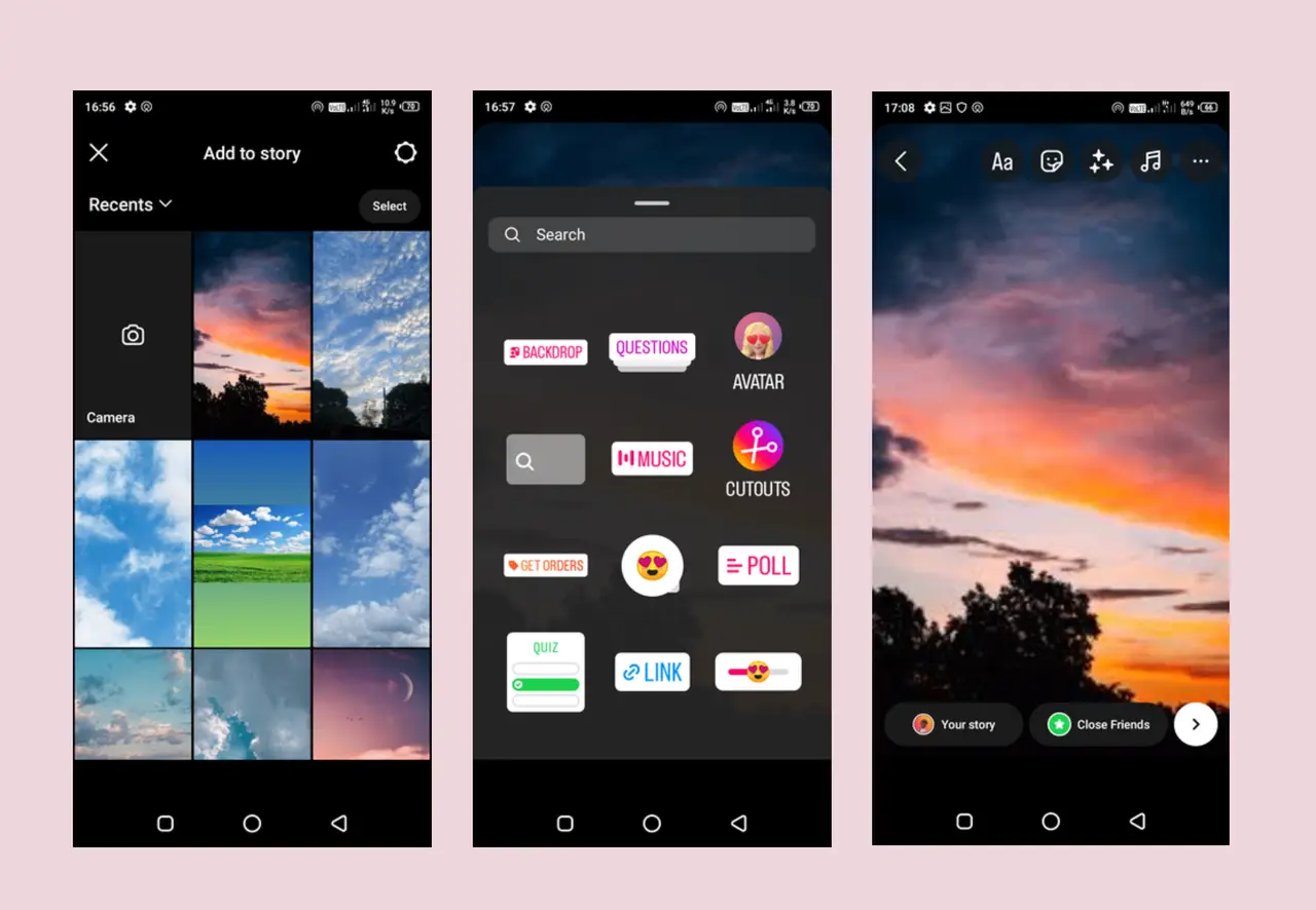 Create IG story with music for WhatsApp status