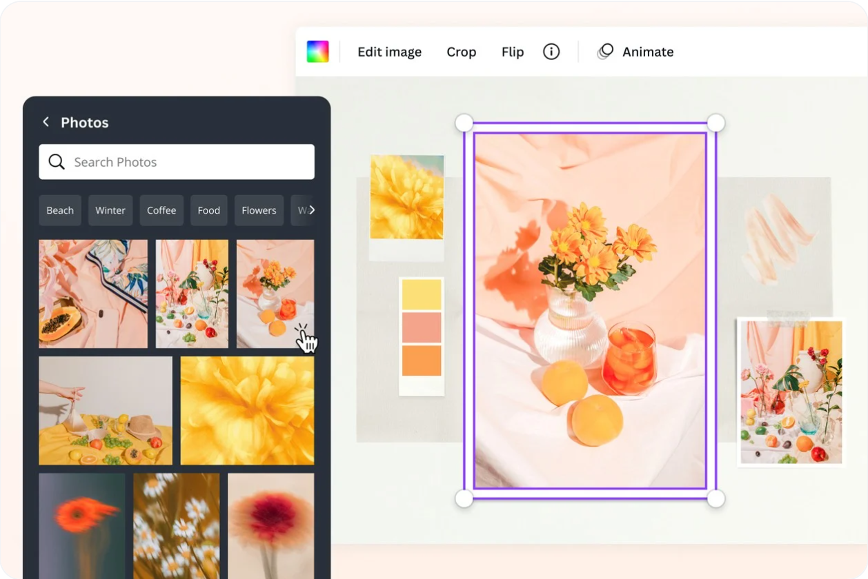Interface of Canva - the best photo editor to combine two photos