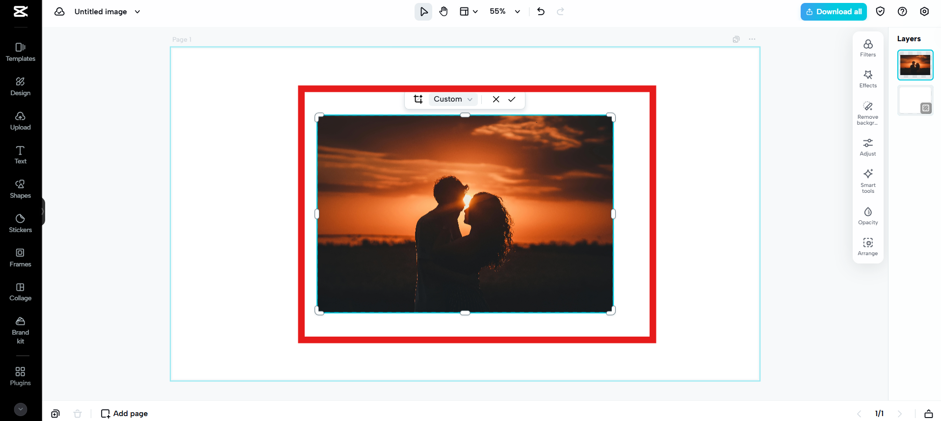 Initiate custom cropping
