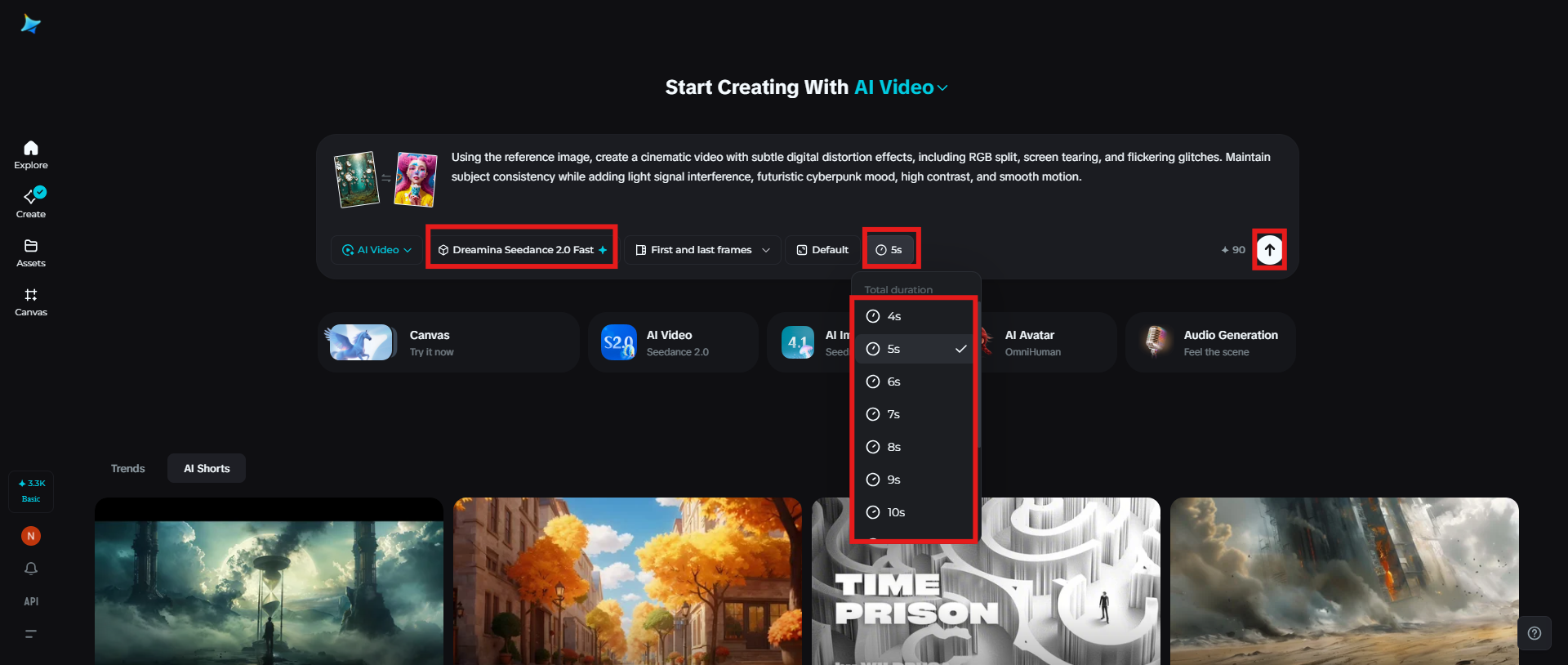 Select the video model and generate