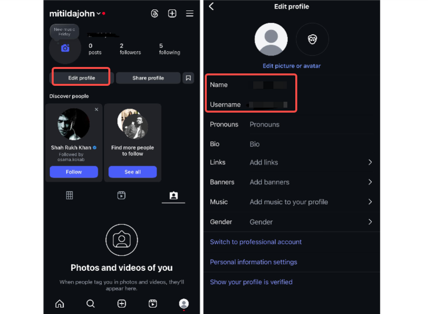Change your Instagram username on mobile