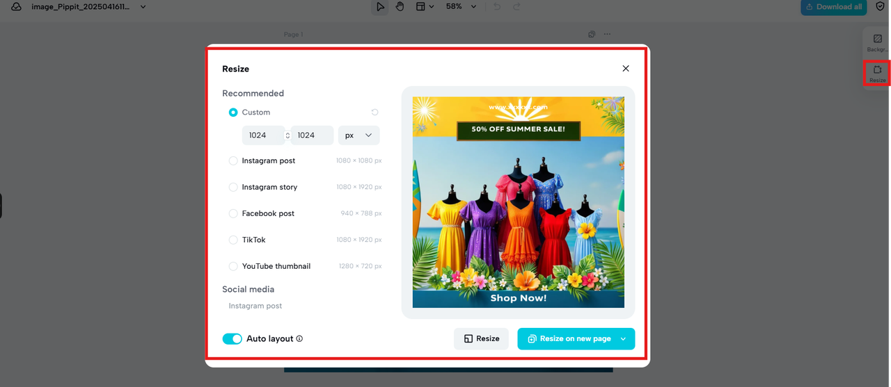 Resize for different platforms