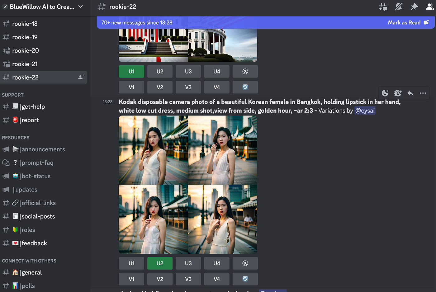 Interface of Midjourney - the most liked AI image generator from text