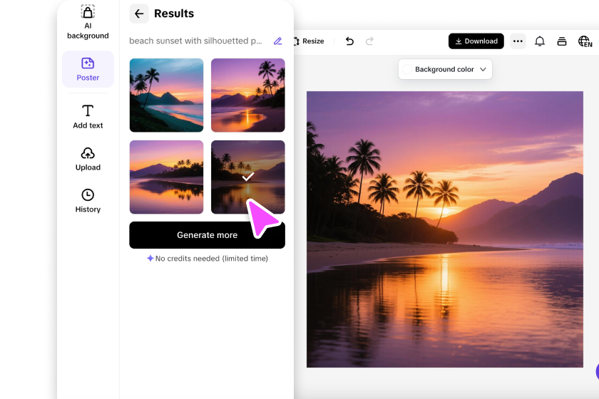 Customize your sunset image