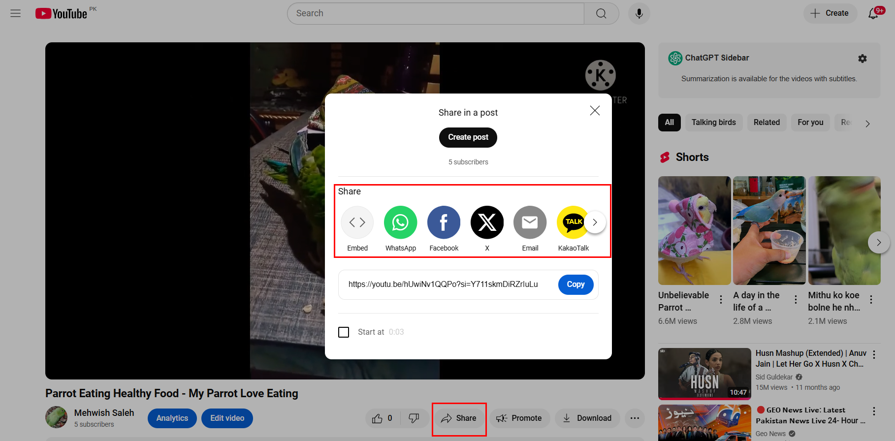 Sharing YouTube videos on social media to boost reach
